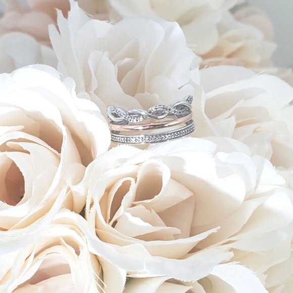 Brand New 40 Genuine Diamonds 14K Rose Gold & 925 Sterling Silver Ring 7 - Picture 7 of 13